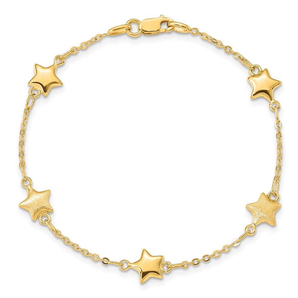 7 Zoll 14K Gebürstet & Poliert Sterne Armband