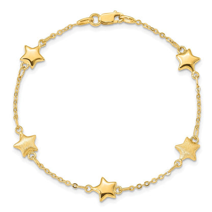 7 Zoll 14K Gebürstet & Poliert Sterne Armband