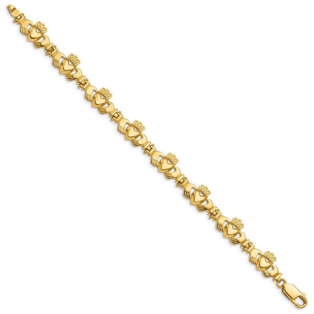 7 Zoll 14K Poliert Claddagh Glieder Armband