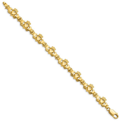 7 Zoll 14K Poliert Claddagh Glieder Armband
