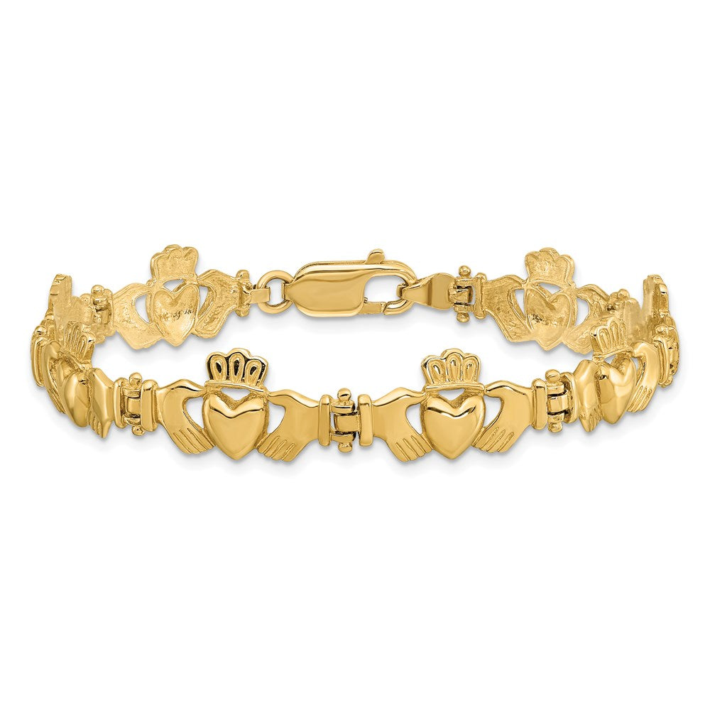 7 Zoll 14K Poliert Claddagh Glieder Armband