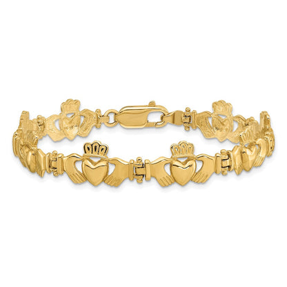 7 Zoll 14K Poliert Claddagh Glieder Armband