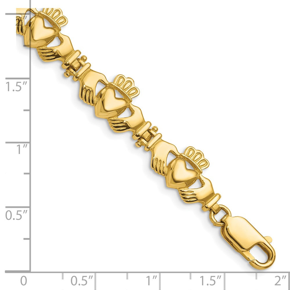 7 Zoll 14K Poliert Claddagh Glieder Armband