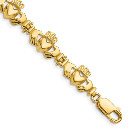 7 Zoll 14K Poliert Claddagh Glieder Armband