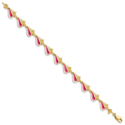 7.25 Zoll 14K Emaille 3-d Conch Muschel Armband