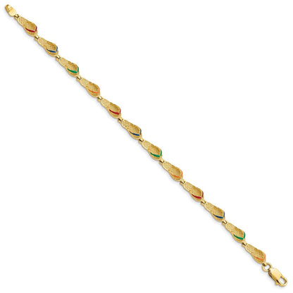 7.25 Zoll 14K Mehrfarbig Emaille Flip Flop Armband