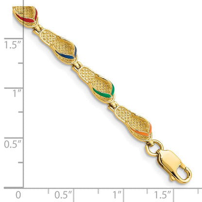 7.25 Zoll 14K Mehrfarbig Emaille Flip Flop Armband