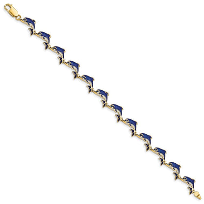 7.25 Zoll 14K Emailliert Delfin Armband