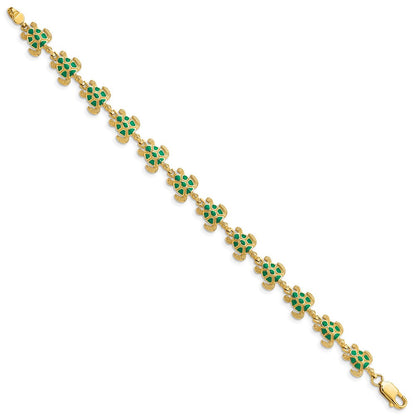 7 Zoll 14K mit Grün Emaille Meer Schildkröte Armband