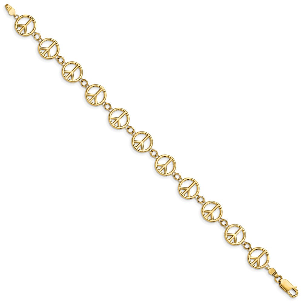 7.5 Zoll 14K Poliert Frieden Zeichen Armband