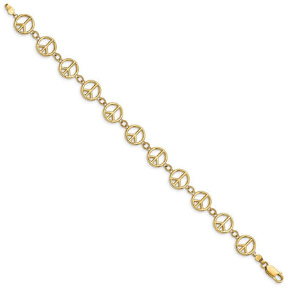 7.5 Zoll 14K Poliert Frieden Zeichen Armband