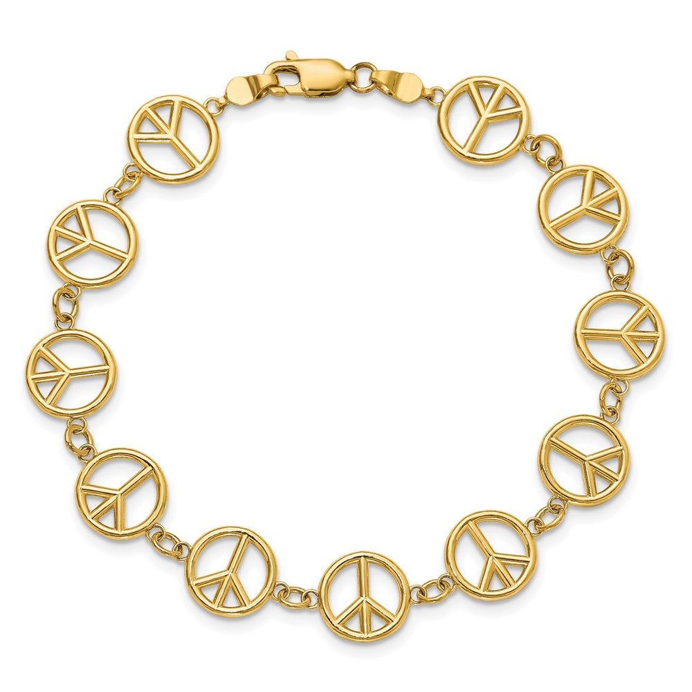 7.5 Zoll 14K Poliert Frieden Zeichen Armband