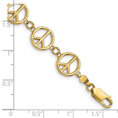 7.5 Zoll 14K Poliert Frieden Zeichen Armband