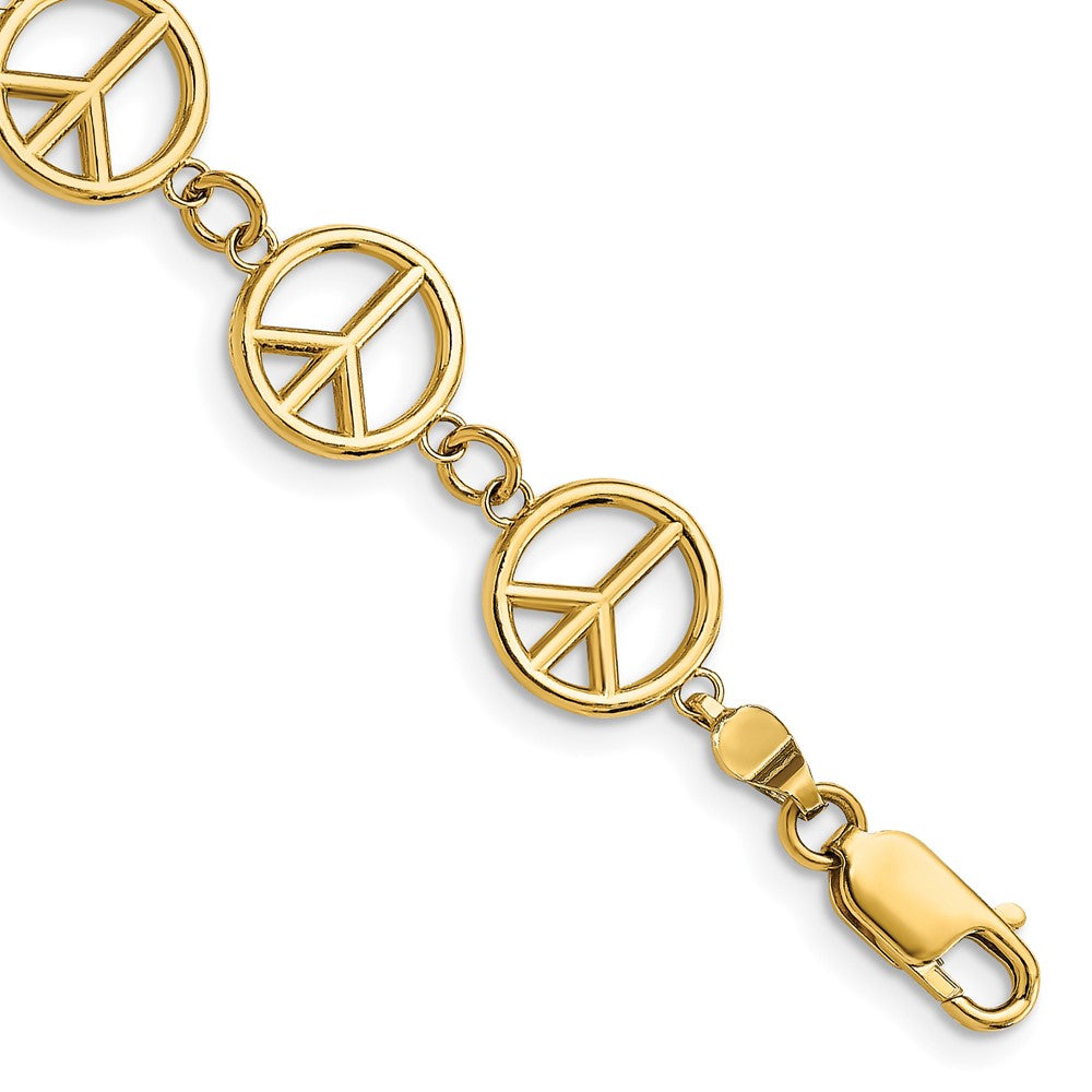 7.5 Zoll 14K Poliert Frieden Zeichen Armband