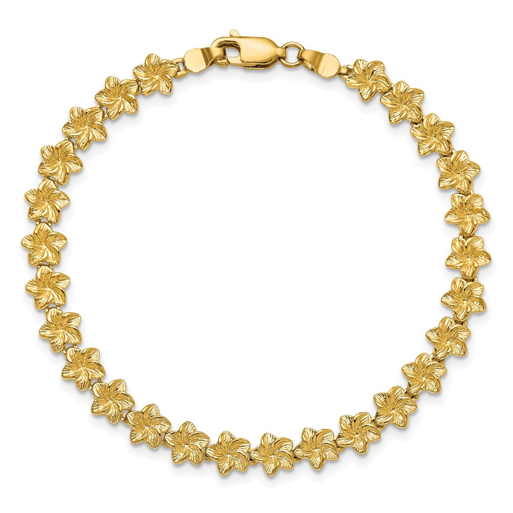 7.25 Zoll 14K Plumeria Blume Armband
