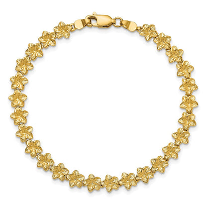 7.25 Zoll 14K Plumeria Blume Armband
