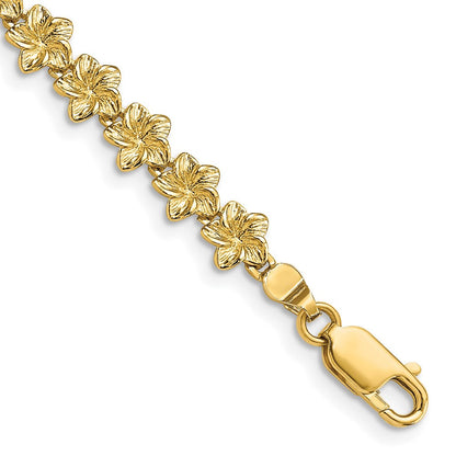7.25 Zoll 14K Plumeria Blume Armband