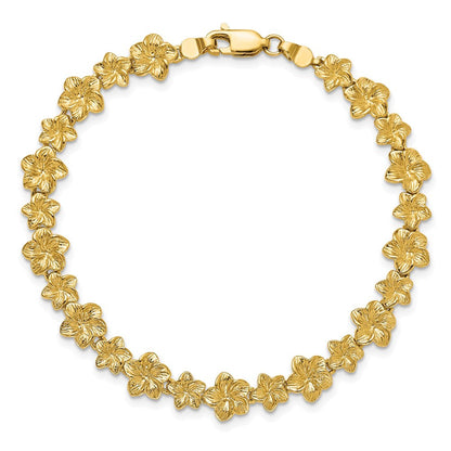 7.25 Zoll 14K Plumeria Blume Armband