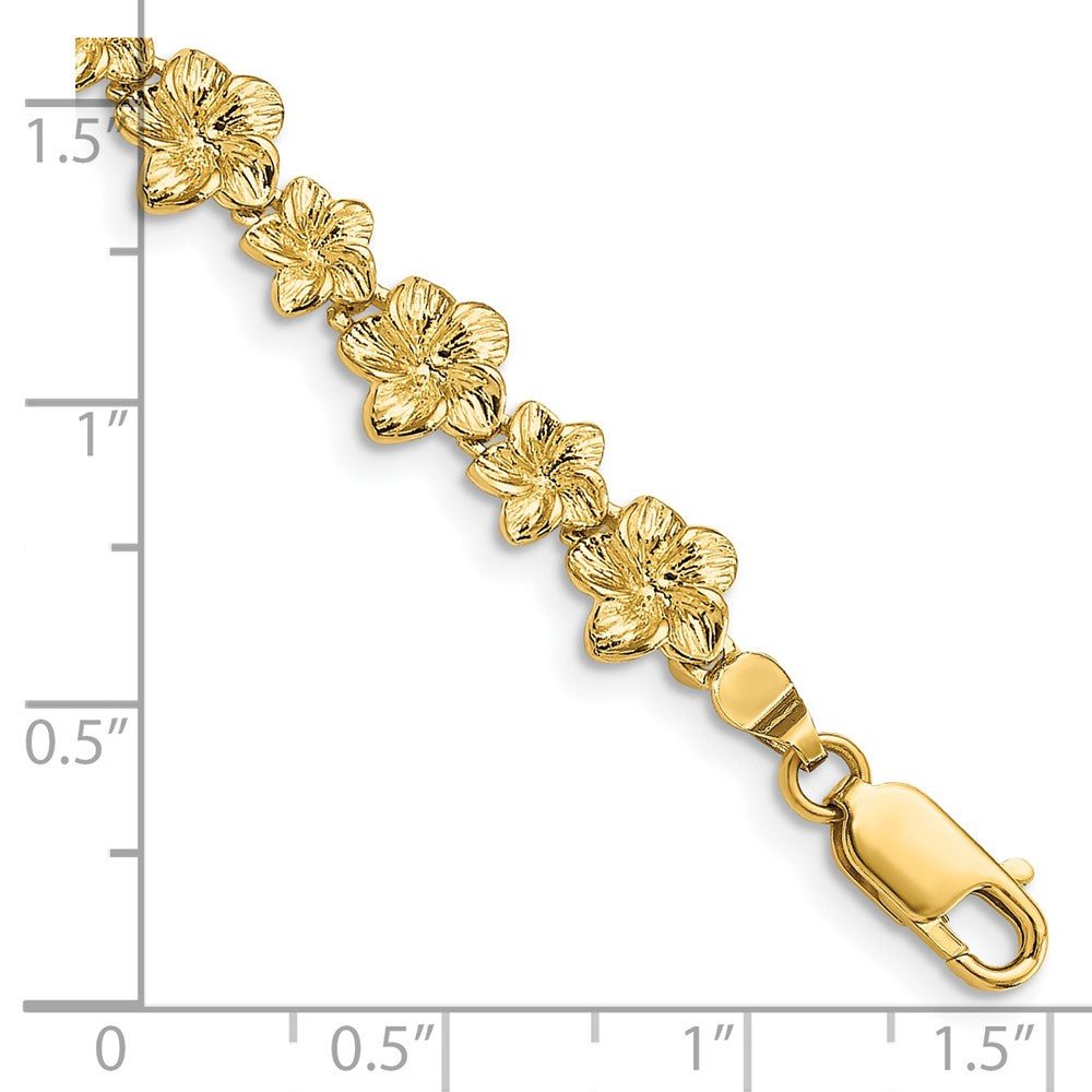 7.25 Zoll 14K Plumeria Blume Armband