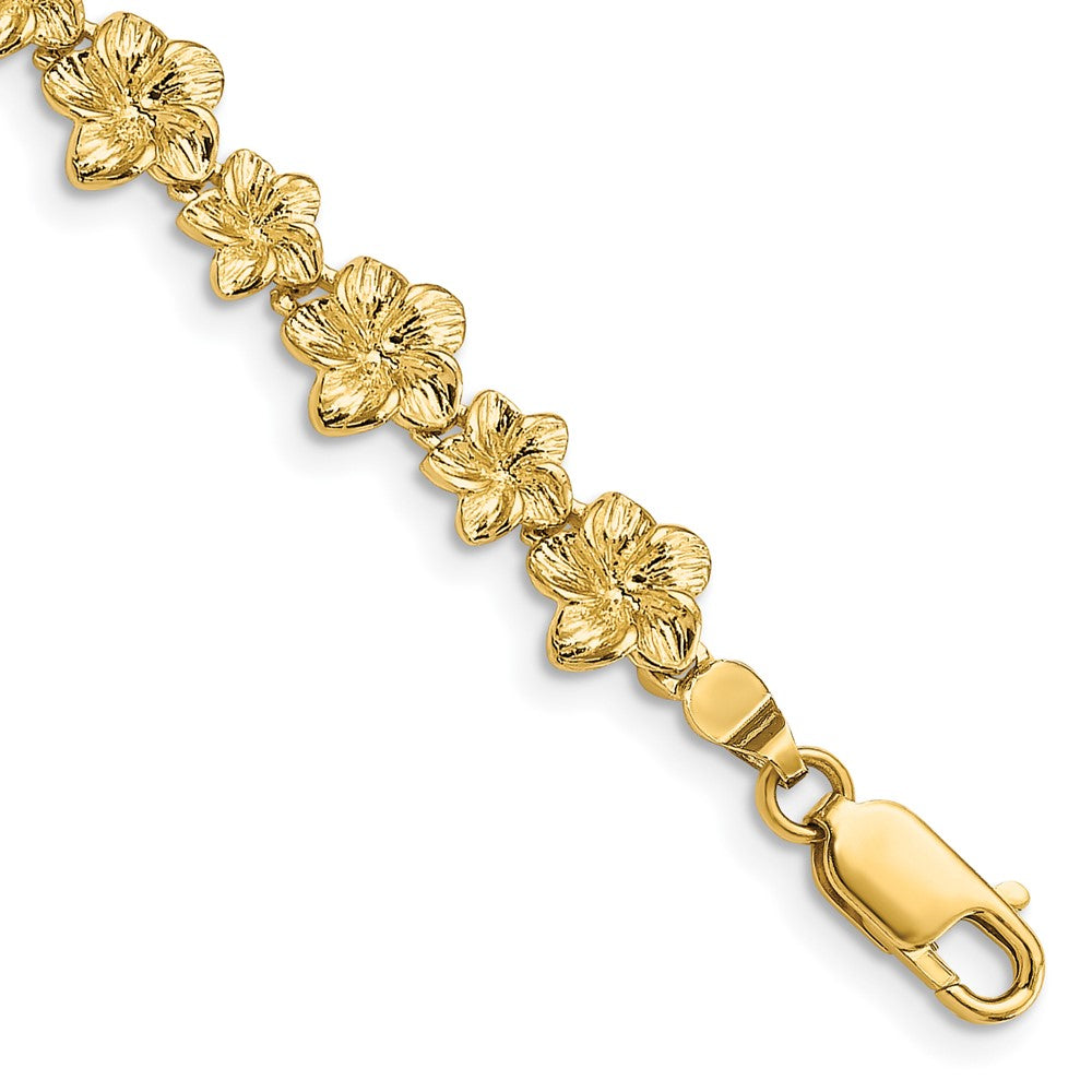 7.25 Zoll 14K Plumeria Blume Armband