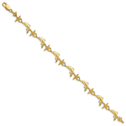 7.5 Zoll 14K Delfin und Seestern Armband