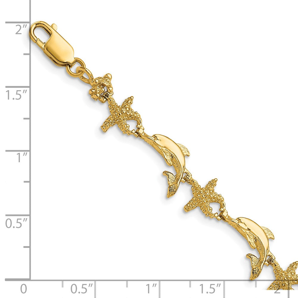 7.5 Zoll 14K Delfin und Seestern Armband