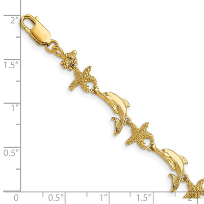 7.5 Zoll 14K Delfin und Seestern Armband
