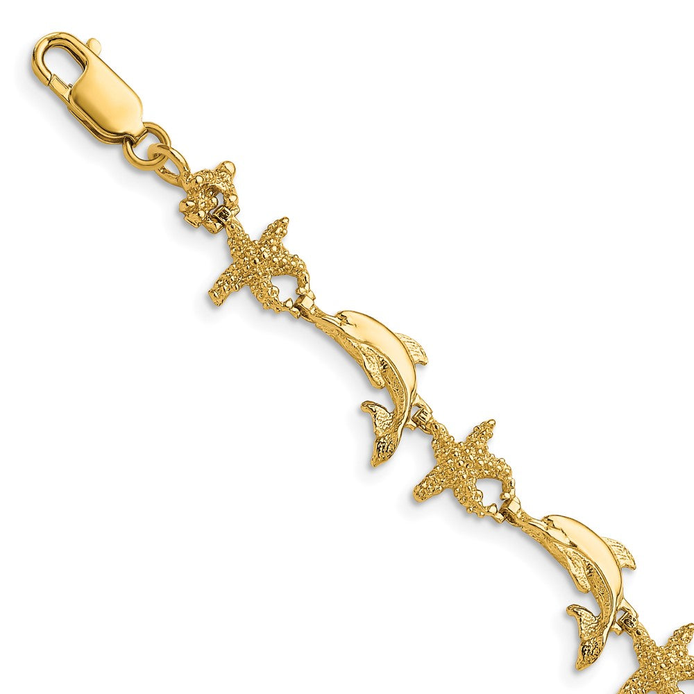 7.5 Zoll 14K Delfin und Seestern Armband