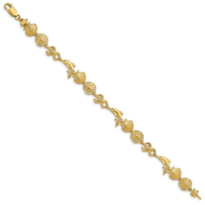 7 Zoll 14K Delfin und Meer Shells Armband