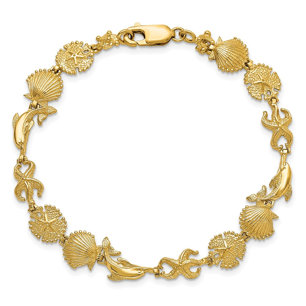 7 Zoll 14K Delfin und Meer Shells Armband