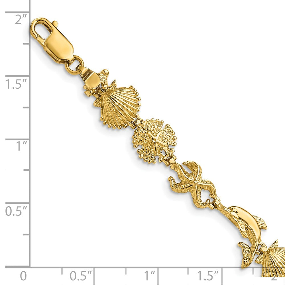 7 Zoll 14K Delfin und Meer Shells Armband