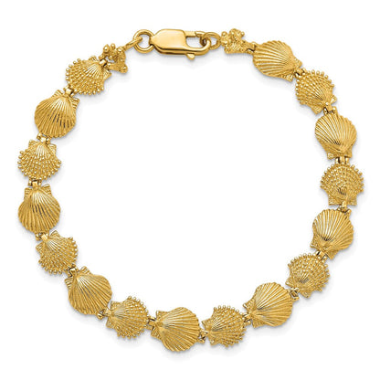 7 Zoll 14K Poliert /textured Muschel Armband