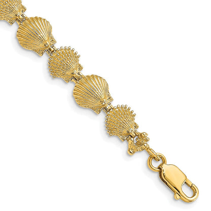 7 Zoll 14K Poliert /textured Muschel Armband