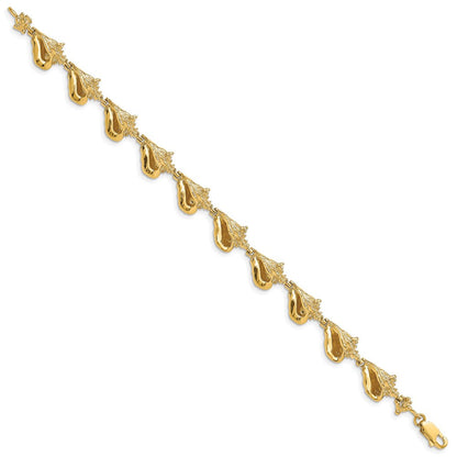 7.25 Zoll 14K 3-d Conch Muschel Glieder Armband