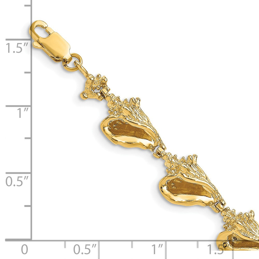 7.25 Zoll 14K 3-d Conch Muschel Glieder Armband