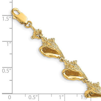 7.25 Zoll 14K 3-d Conch Muschel Glieder Armband