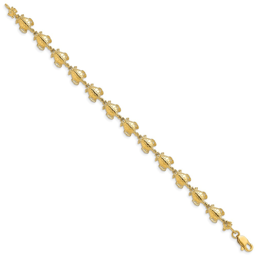 7.25 Zoll 14K Poliert Meer Schildkröte Glieder Armband