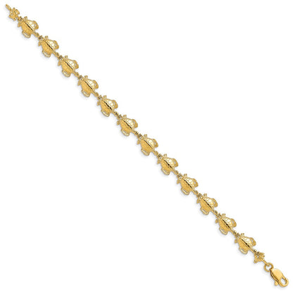 7.25 Zoll 14K Poliert Meer Schildkröte Glieder Armband