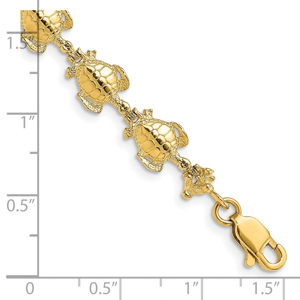 7.25 Zoll 14K Poliert Meer Schildkröte Glieder Armband