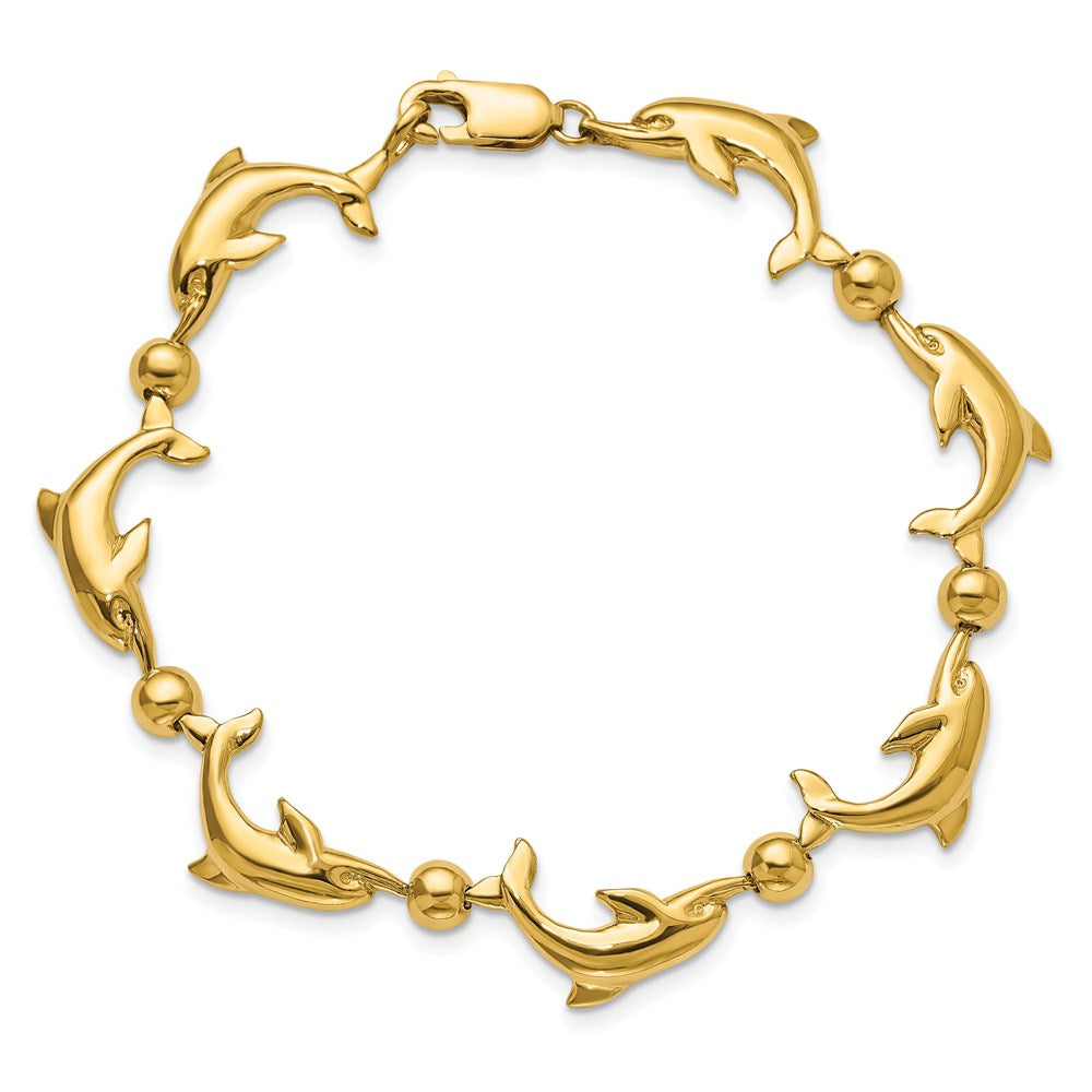 7.5 Zoll 14K Poliert Delfin Armband
