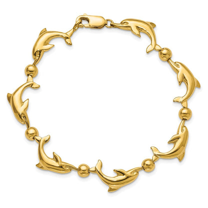 7.5 Zoll 14K Poliert Delfin Armband