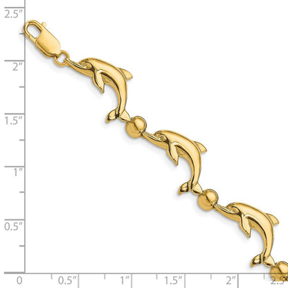 7.5 Zoll 14K Poliert Delfin Armband