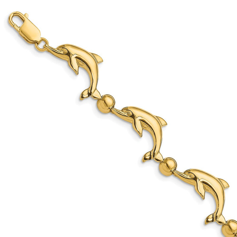 7.5 Zoll 14K Poliert Delfin Armband