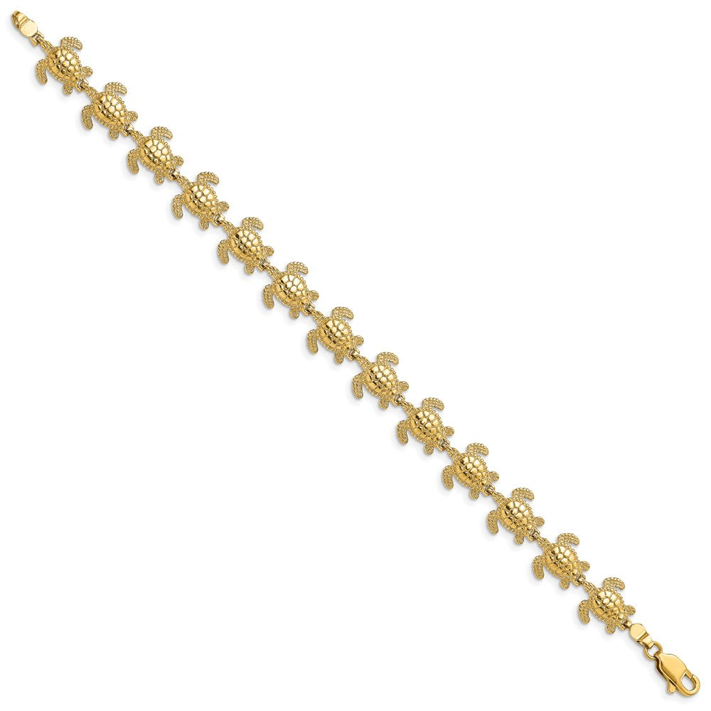 7.25 Zoll 14K Poliert Mini Meer Schildkröte Glieder Armband