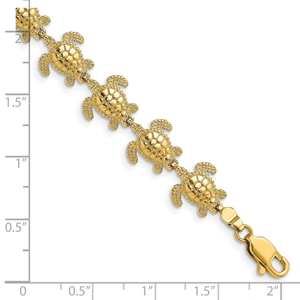 7.25 Zoll 14K Poliert Mini Meer Schildkröte Glieder Armband