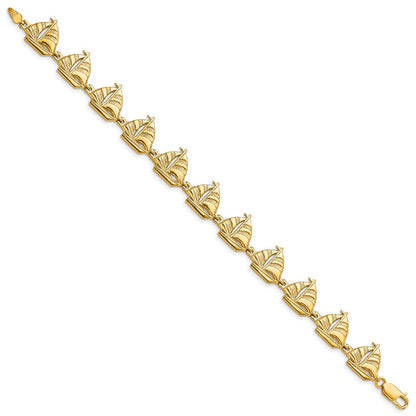 7.25 Zoll 14K Segelboot Armband