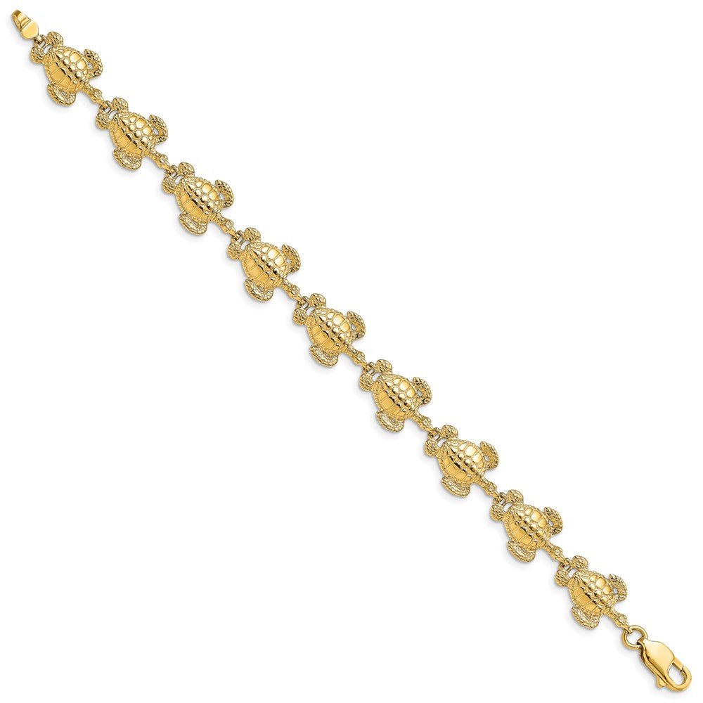 7.25 Zoll 14K Poliert / Strukturiert Meer Schildkröte Armband