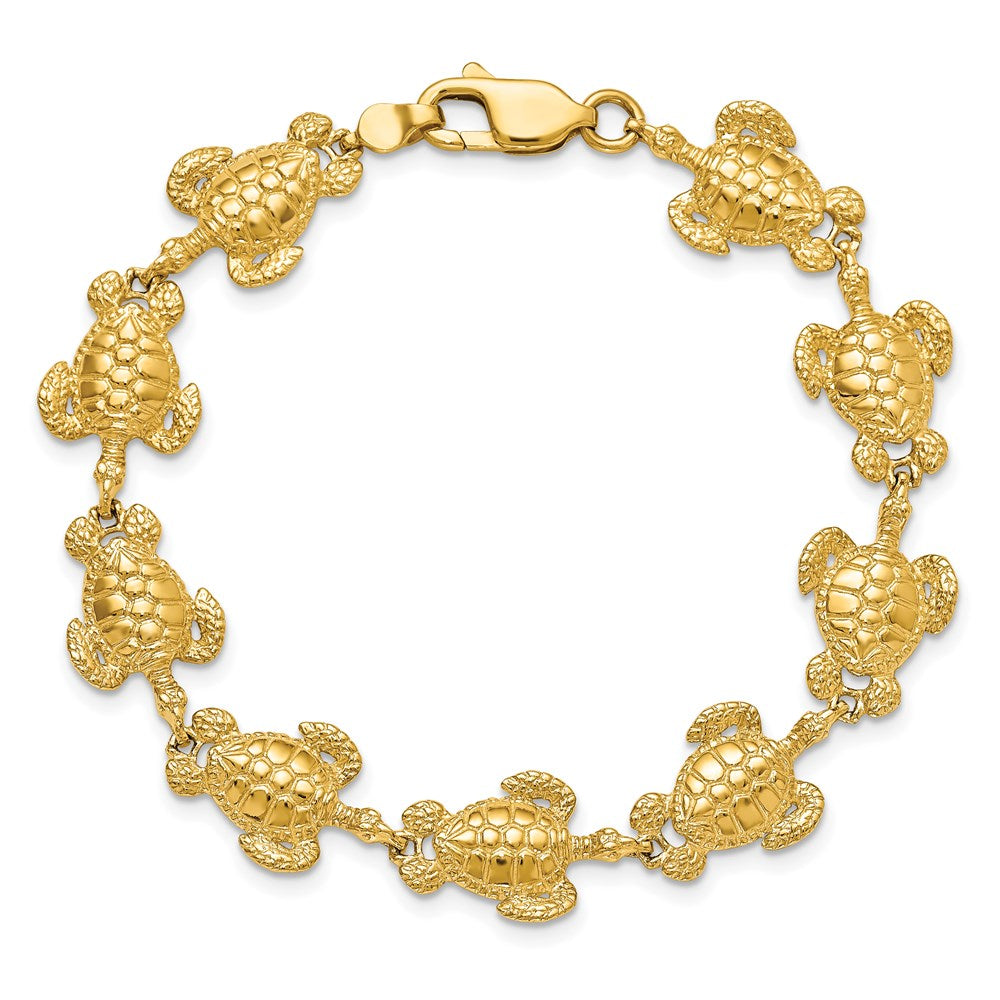 7.25 Zoll 14K Poliert / Strukturiert Meer Schildkröte Armband