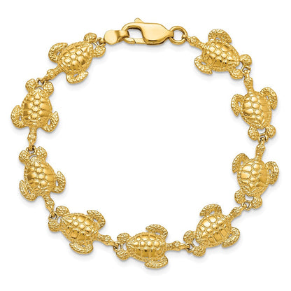 7.25 Zoll 14K Poliert / Strukturiert Meer Schildkröte Armband