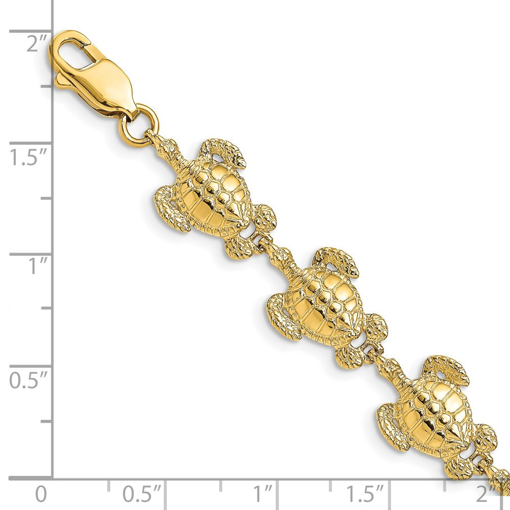 7.25 Zoll 14K Poliert / Strukturiert Meer Schildkröte Armband